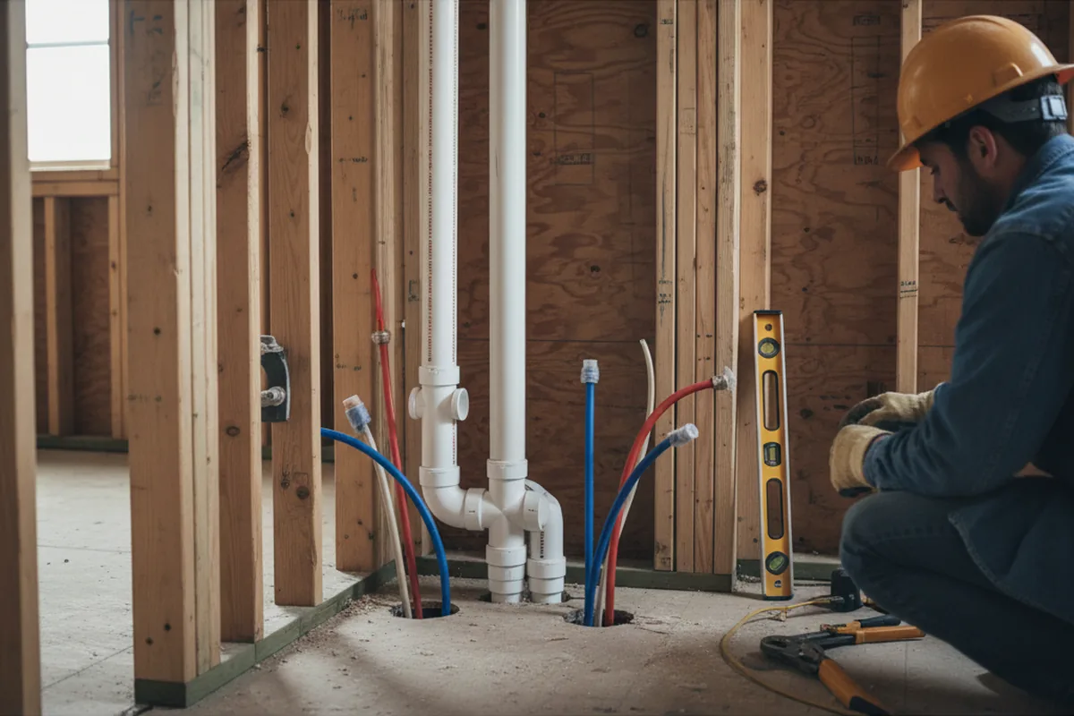 Drain and supply rough-in during Sump Pump Repair in High Shoals