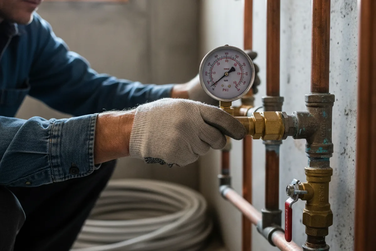 Pressure testing a repaired line during Water Line Repair in High Shoals